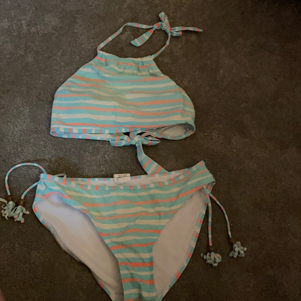 Cute blue, orange, white bikini